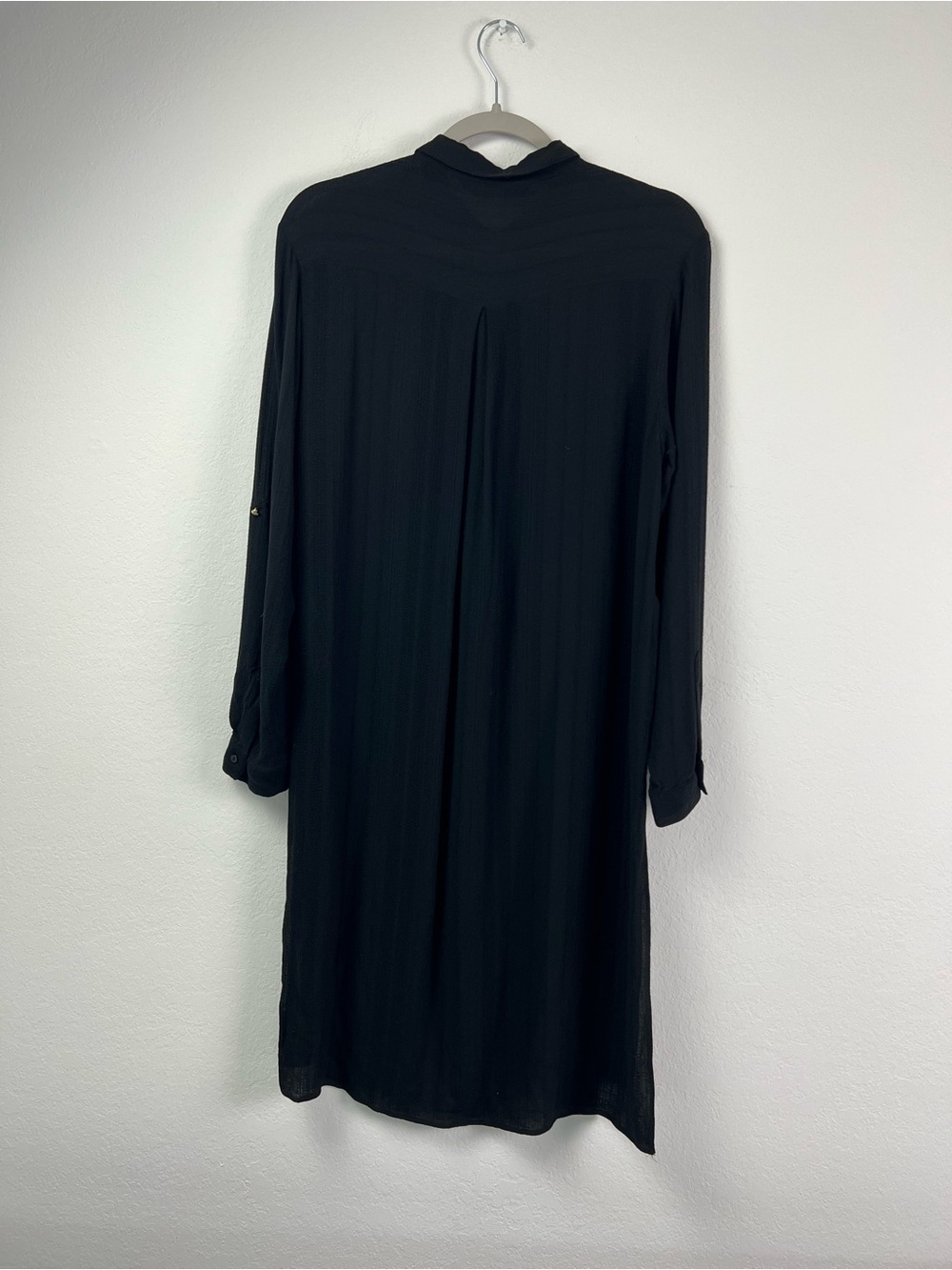 Zara Basic Collection Black Textured Modal Button Down Dress - Picture 2 of 11